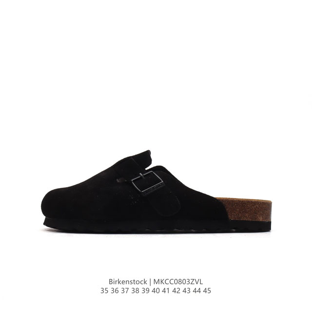 德国百年知名鞋履品牌 博肯birkenstock Boston Vl 勃肯绒面金属针扣软木底包头拖鞋 牛皮绒面革质地柔软 搭配可调节鞋扣提升穿着舒适度 人体工学