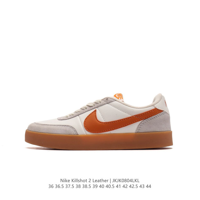 耐克板鞋 生胶米白 复古板鞋j.Crew X Nike 联名 Killshot Ii Leather 男女休闲复古运动鞋。采用米白色皮革制作鞋身，大号swoos