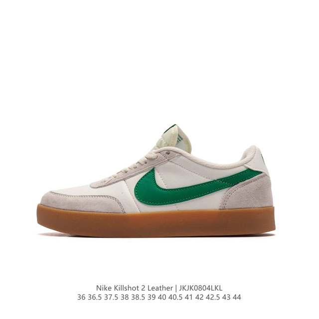 耐克板鞋 生胶米白 复古板鞋j.Crew X Nike 联名 Killshot Ii Leather 男女休闲复古运动鞋。采用米白色皮革制作鞋身，大号swoos