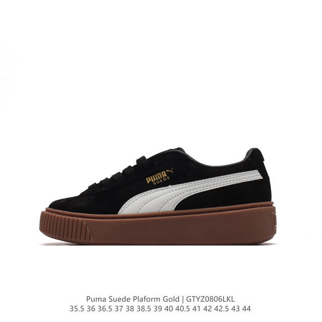 puma Suede Plarfotm Cold 彪马 猪八戈 烫金标 舒适脚感 厚底增高松糕底 休闲百搭板鞋 尺码：35.5-44含半码 编码：Gtyz080