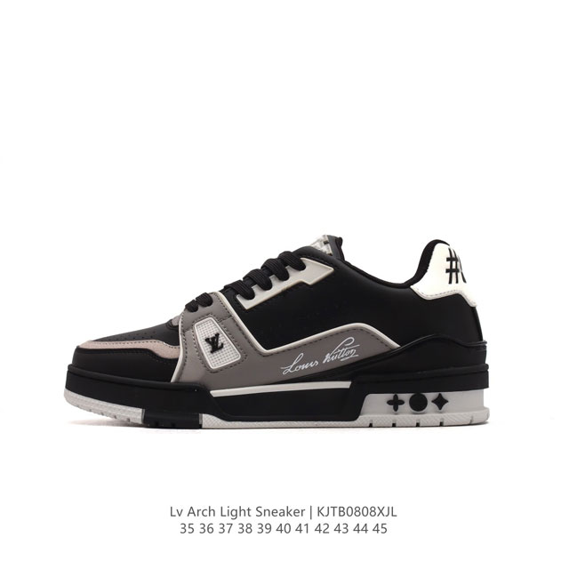 路易威登louis Vuitton Arch Light Sneakers Lv真皮拼色减震网面运动弓型舞蹈复古老爹运动鞋。原装配件5D效果礼盒及全套原装配件包