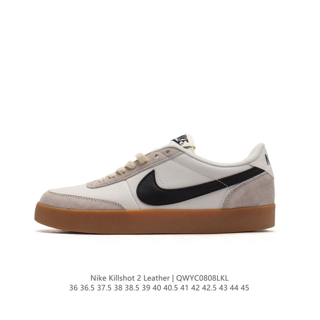 耐克板鞋 生胶米白 复古板鞋j.Crew X Nike 联名 Killshot Ii Leather 男女休闲复古运动鞋。采用米白色皮革制作鞋身，大号swoos