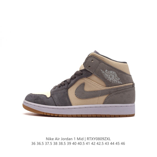 特价头层皮 耐克 Nike Air Jordan 1 Mid 男女子篮球鞋时尚轻盈板鞋aj1乔1运动鞋 乔丹一代 高帮复古休闲篮球鞋 。Air Jordan 1