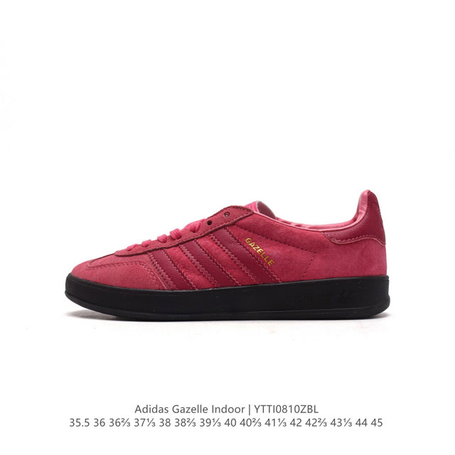 阿迪达斯 Adidas Originals Gazelle Indoor 复古三叶草防滑透明橡胶板鞋经典运动鞋。这款经典鞋,忠于原版设计,缀撞色三条纹和鞋跟饰片