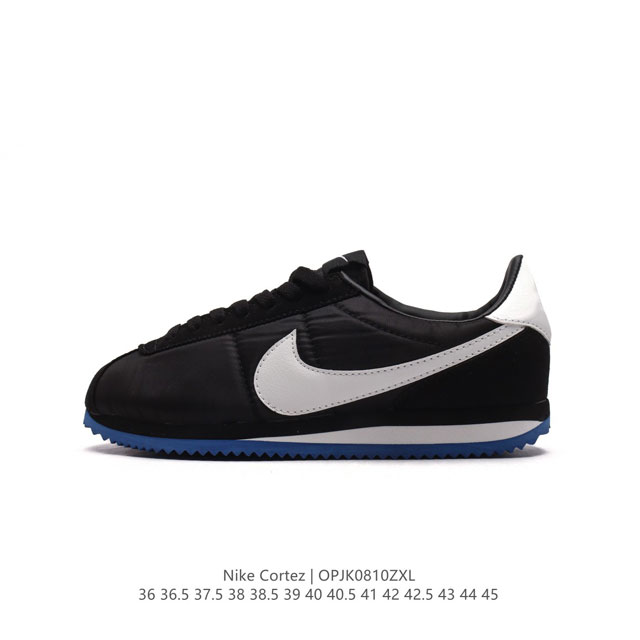 耐克 Nk Classic Cortez Leather 阿甘复古初代皮革运动慢跑鞋。Nike Classic Cortez 鞋款是 Nike 元年款跑步鞋，由