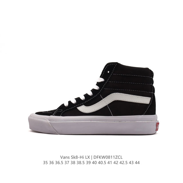 vans 范斯sk8-Hi 男女高帮滑板鞋-复古休闲运动鞋-Vans范斯。Vans推出的sk8-Hi板鞋，以经典的款性和高帮设计呈现，鞋面采用优质皮革材质打造，