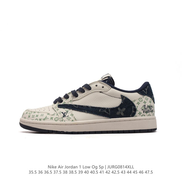 公司级 耐克 Nike Air Jordan 1 Low Og Sp Military Blue Aj1乔1 倒勾 路易威登联名 低帮篮球鞋 Aj1 乔丹1代