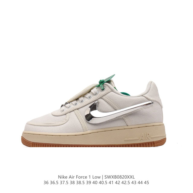 公司级af1诞生35周年限定联名，赠送替换logo勾√。说唱歌手 斯科特travis Scott X Nike Air Force 1 Low Ravis Sc