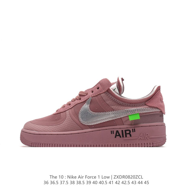 耐克nike Off-White X Air Force 1 Ow联名空军一号厚底增高运动板鞋 鞋款延续了此次联名的设计风格，鞋身内侧同样印有大面积标语，水晶中