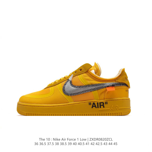 耐克nike Off-White X Air Force 1 Ow联名空军一号厚底增高运动板鞋 鞋款延续了此次联名的设计风格，鞋身内侧同样印有大面积标语，水晶中