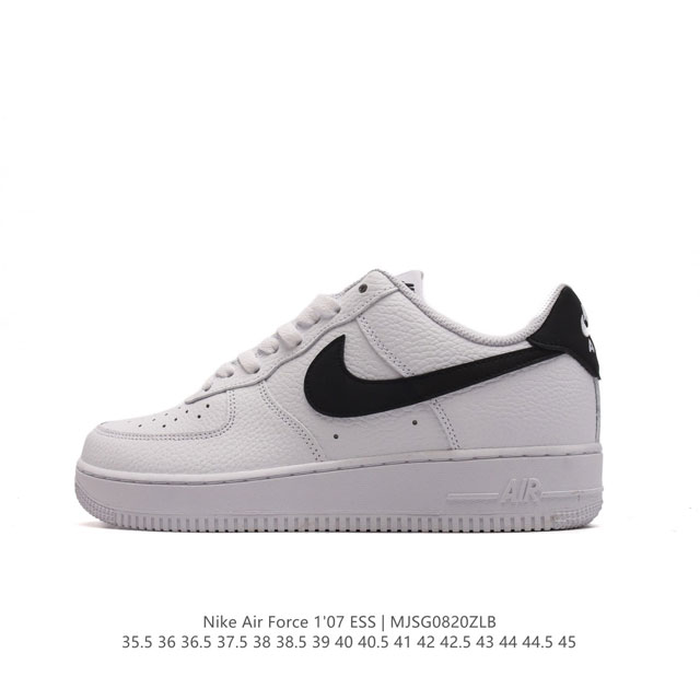 头层皮 耐克 Nike Air Force 1 '07 Low 空军一号含气垫 低帮百搭厚底增高休闲运动板鞋。柔软、弹性十足的缓震性能和出色的中底设计，横跨复古