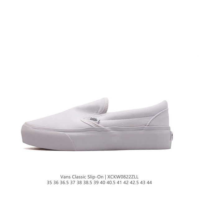 万斯 Vans Classic Slip-On 范斯经典低帮百搭一脚蹬休闲板鞋帆布情侣鞋。 类型：男女鞋 码数：35-44 硫化半码 编码：Xckw0822Zl