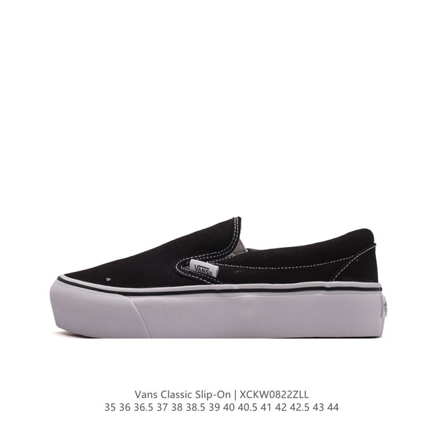 万斯 Vans Classic Slip-On 范斯经典低帮百搭一脚蹬休闲板鞋帆布情侣鞋。 类型：男女鞋 码数：35-44 硫化半码 编码：Xckw0822Zl