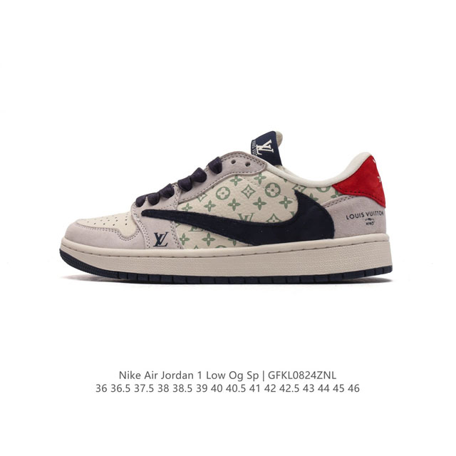 公司级耐克 Nike Air Jordan 1 Low Og Sp Military Blue Aj1乔1 倒勾 路易威登联名 低帮篮球鞋 Aj1 乔丹1代 A