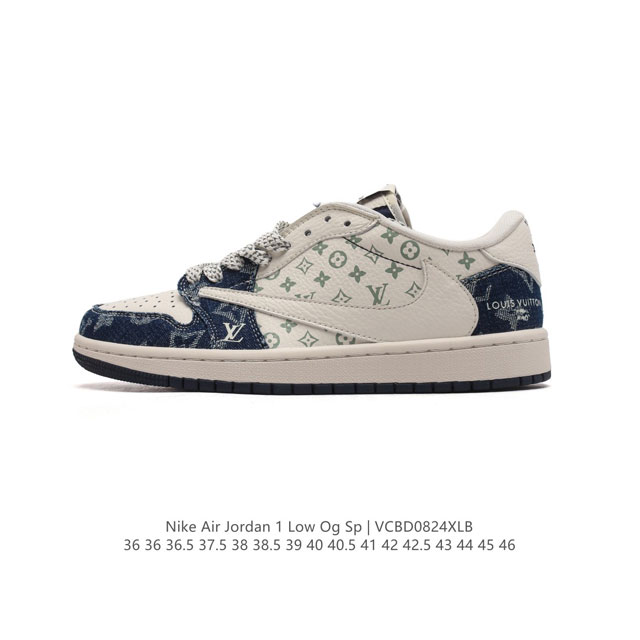 公司级耐克 Nike Air Jordan 1 Low Og Sp Military Blue Aj1乔1 倒勾 路易威登联名 低帮篮球鞋 Aj1 乔丹1代 A