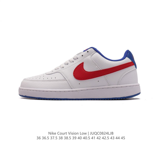 耐克nike Court Vision Low 校园风低帮复古篮球板鞋男女运动鞋，延续80年代复古篮球鞋，添加学院风细节。皮革鞋面，利落风格，重现复古篮球风范。