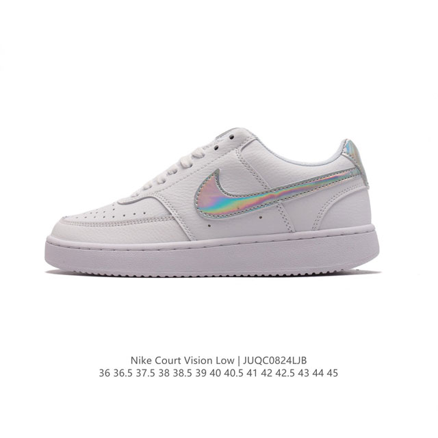 耐克nike Court Vision Low 校园风低帮复古篮球板鞋男女运动鞋，延续80年代复古篮球鞋，添加学院风细节。皮革鞋面，利落风格，重现复古篮球风范。