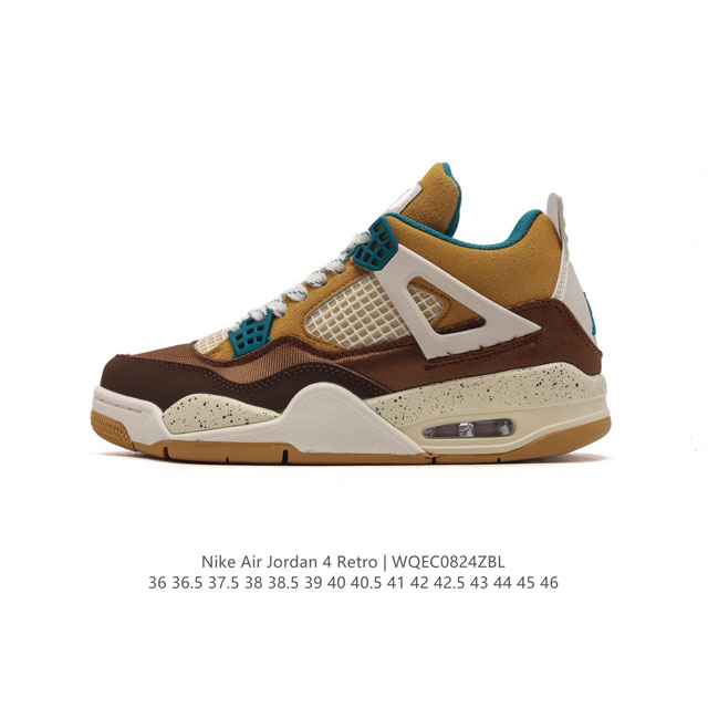 真标 耐克 Nike Air Jordan 4 Retro Og迈克尔 乔丹aj4代乔4 中帮复古休闲运动文化篮球鞋。秉承轻量化的速度型篮球鞋设计思想完成设计，