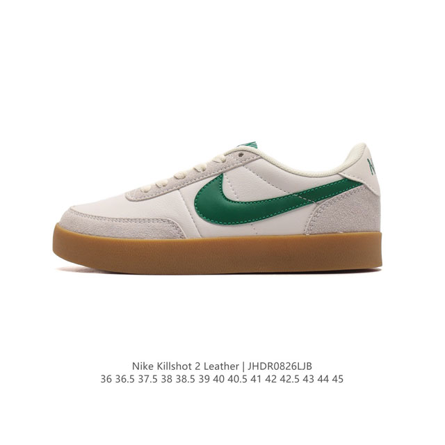 耐克板鞋 生胶米白 复古板鞋j.Crew X Nike 联名 Killshot Ii Leather 男女休闲复古运动鞋。采用米白色皮革制作鞋身，大号swoos