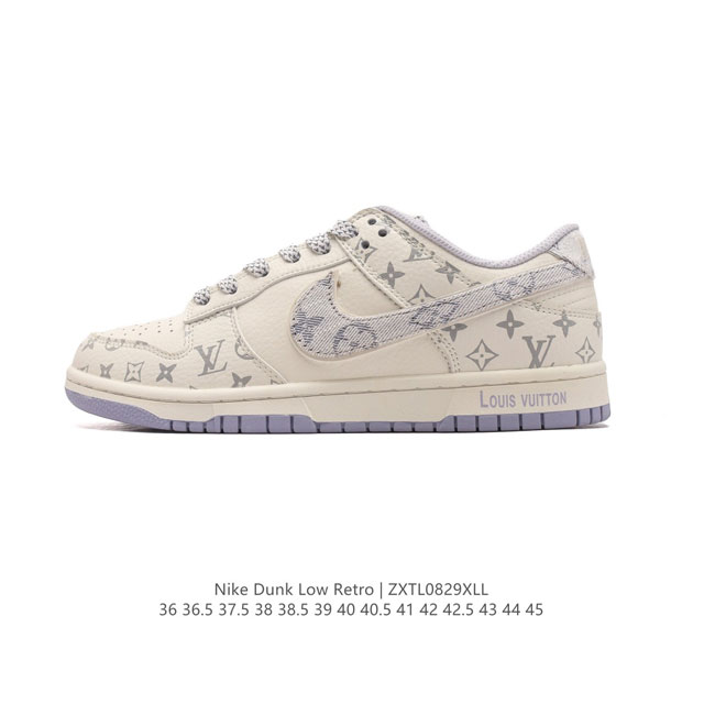 公司级 耐克 Nike Dunk Low Retro 运动鞋复古板鞋 路易威登联名。作为 80 年代经典篮球鞋款，起初专为硬木球场打造，后来成为席卷街头的时尚标