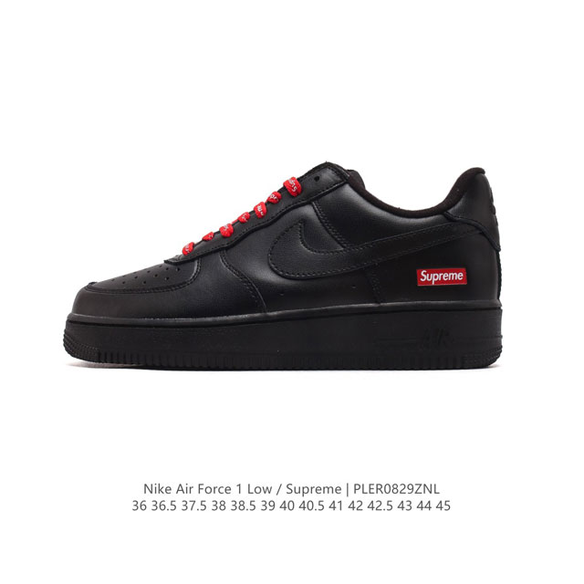 公司级 耐克supreme X Nike Air Force 1 Low 空军一号低帮af1联名supreme纯黑红标板鞋，原楦头原纸板，打造纯正空军版型。专注