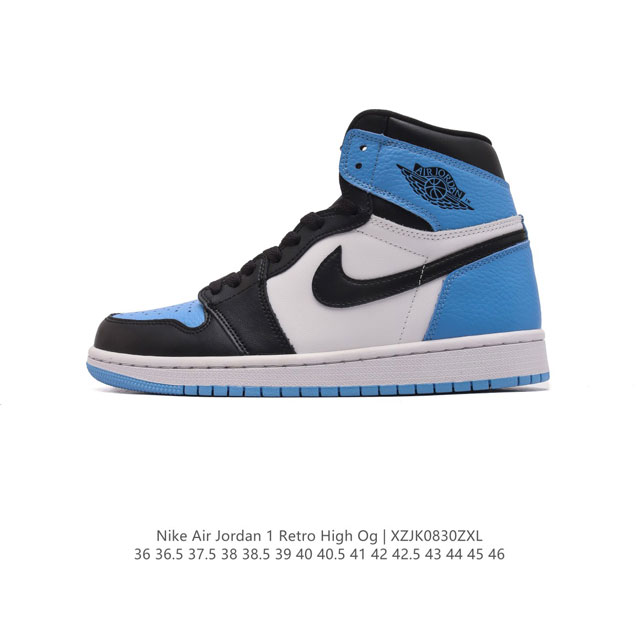 耐克 男女鞋 Nike Air Jordan 1 Retro High Og 乔丹一代aj1 乔1 Aj1 篮球鞋复刻运动鞋。皮面高帮板鞋的设计灵感源自运动夹克