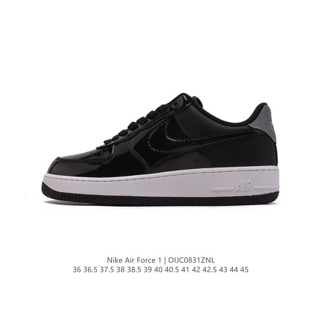 公司级 带半码 Nike Air Force 1 Low 冠军黑漆皮勾 空军一号低帮运动休闲板鞋，官方同步 原装级别 原楦头原纸板 打造纯正空军版型#专注外贸渠