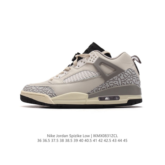 耐克 Nike Jordan Spizike Low 经典爆裂纹复古运动篮球鞋！全新低帮造型吸睛！整双鞋在融合了 Air Jordan 经典鞋款中的标志性元素之