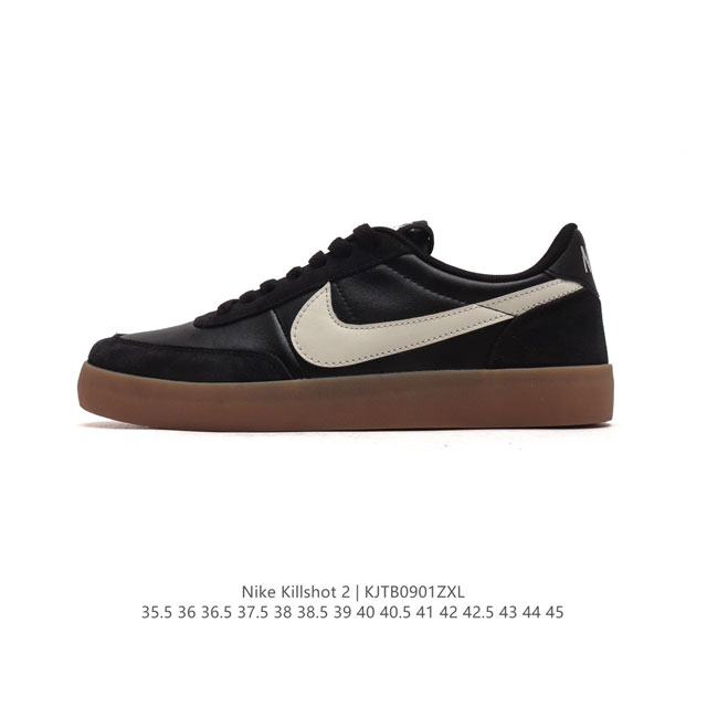 耐克板鞋 生胶米白 复古板鞋j.Crew X Nike 联名 Killshot Ii Leather 男女休闲复古运动鞋。采用米白色皮革制作鞋身，大号swoos