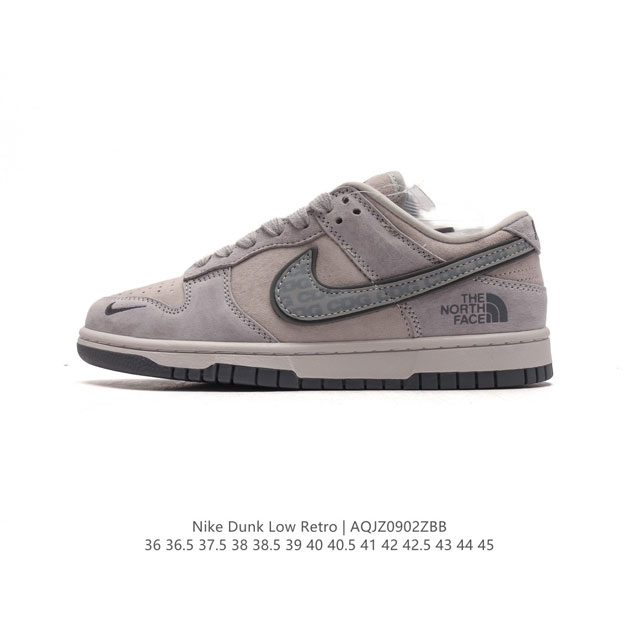 公司级 耐克 Nike Dunk Low Retro 运动鞋复古板鞋 北脸 北面 联名。作为 80 年代经典篮球鞋款，起初专为硬木球场打造，后来成为席卷街头的时