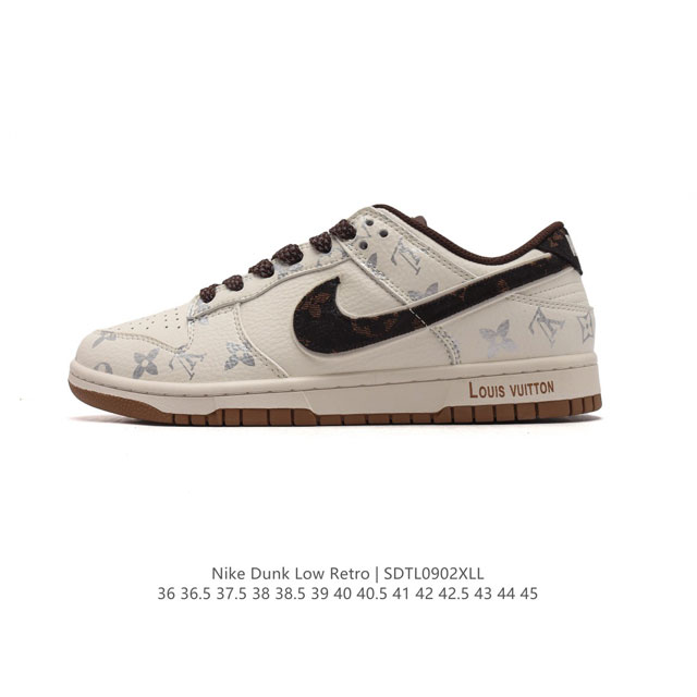 公司级 耐克 Nike Dunk Low Retro 运动鞋复古板鞋 路易威登联名。作为 80 年代经典篮球鞋款，起初专为硬木球场打造，后来成为席卷街头的时尚标