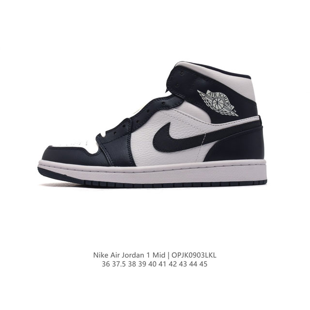 耐克 Nike Air Jordan 1 Mid 男女子篮球鞋时尚轻盈板鞋aj1乔1运动鞋 乔丹一代 高帮复古休闲篮球鞋 。Air Jordan 1 Mid 搭