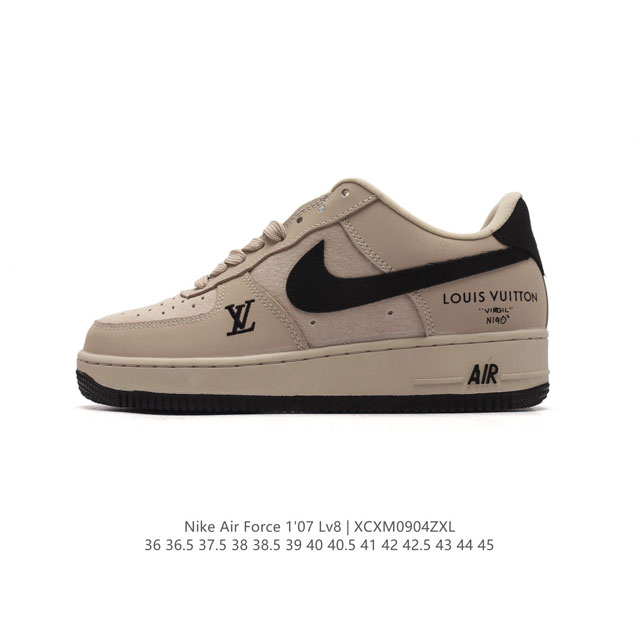 耐克 Nike Air Force 1 '07 Low 空军一号含气垫 路易威登联名 低帮百搭厚底增高休闲运动板鞋。柔软、弹性十足的缓震性能和出色的中底设计，横