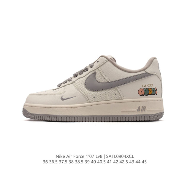 公司级 新款 悟空 Af1耐克 Nike Air Force 1 ‘07 Low 空军一号 Gucci 联名 气垫厚底增高百搭运动板鞋 原楦头原纸板 打造纯正空