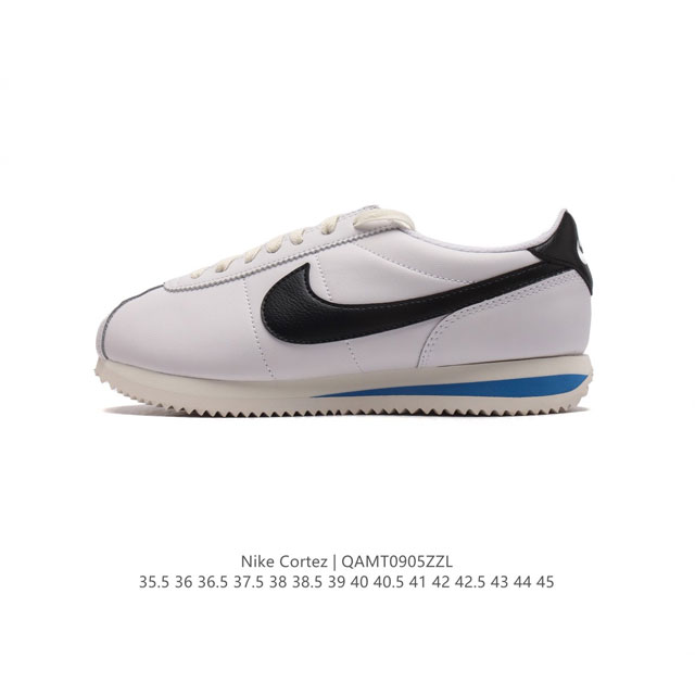 新款 耐克 Nk Classic Cortez Leather 阿甘复古初代皮革运动慢跑鞋。Nike Classic Cortez 鞋款是 Nike 元年款跑步