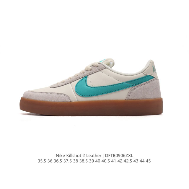 耐克板鞋 生胶米白 复古板鞋j.Crew X Nike 联名 Killshot Ii Leather 男女休闲复古运动鞋。采用米白色皮革制作鞋身，大号swoos