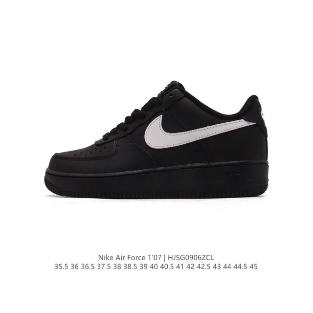 头层皮 耐克 Nike Air Force 1 '07 Low 空军一号含气垫 低帮百搭厚底增高休闲运动板鞋。柔软、弹性十足的缓震性能和出色的中底设计，横跨复古