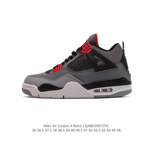 耐克 Nike Air Jordan 4 Retro Og迈克尔 乔丹aj4代乔4 中帮复古休闲运动文化篮球鞋。秉承轻量化的速度型篮球鞋设计思想完成设计，降低重