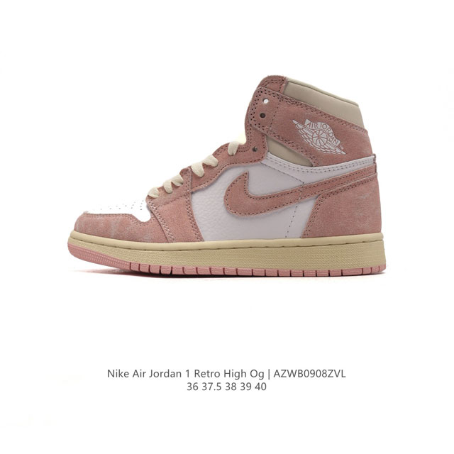 耐克 女鞋 Nike Air Jordan 1 Retro High Og 乔丹一代aj1 乔1 Aj1 篮球鞋复刻运动鞋。皮面高帮板鞋的设计灵感源自运动夹克，