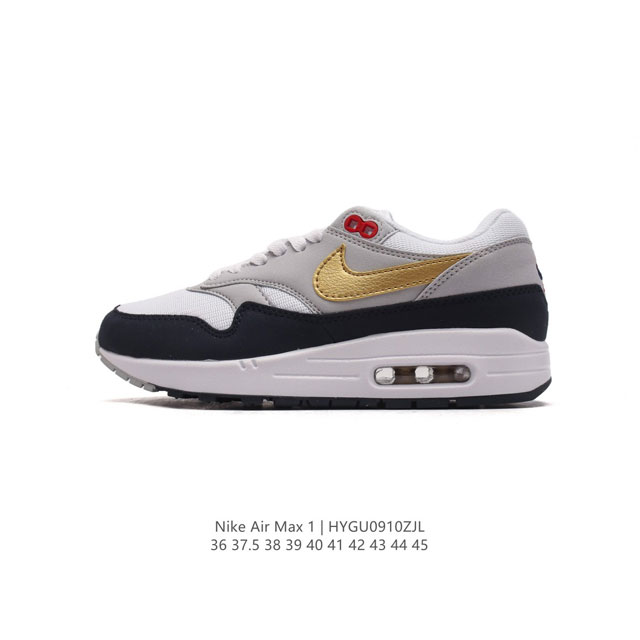 公司级nike Air Max 1 耐克气垫 缓震 耐磨运动鞋 鞋身材质均选择皮革 织物 麂皮多种材质覆盖 保证质感的前提下 层次感也相当不错 带有开窗式 Ai