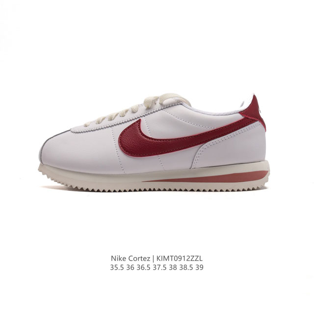 新款 耐克 Nk Classic Cortez Leather 阿甘复古初代皮革运动慢跑鞋。Nike Classic Cortez 鞋款是 Nike 元年款跑步