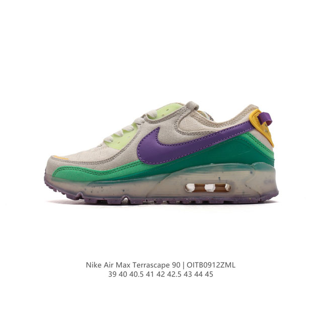 公司级 耐克nike Air Max Terrascape 90 复古休闲运动鞋厚底增高气垫缓震男跑步鞋 。革新外底设计，打造出众造型；半透明 Nike Gri