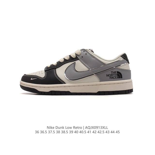 公司级 耐克 Nike Dunk Low Retro 运动鞋复古板鞋 北脸 北面 联名。作为 80 年代经典篮球鞋款，起初专为硬木球场打造，后来成为席卷街头的时