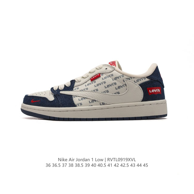 公司级 真标 耐克 Nike Air Jordan 1 Low Og Sp Military Blue Aj1乔1 倒勾 Levi'S李维斯联名 低帮篮球鞋 A