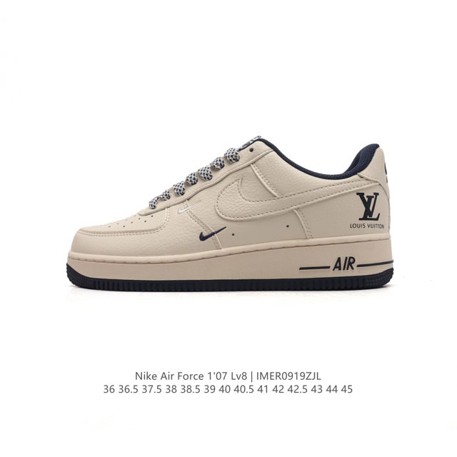 公司级 新款 Af1耐克 Nike Air Force 1 ‘07 Low 空军一号 小白鞋 路易威登联名 气垫厚底增高百搭运动板鞋 原楦头原纸板 打造纯正空军