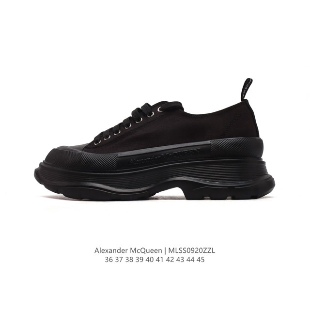 意大利高奢品牌-亚历山大 麦昆 Alexander Mcqueen Sole Sneakers 低帮时装厚底显高百搭休闲松糕鞋 男女式小白鞋 厚底增高帆布运动鞋