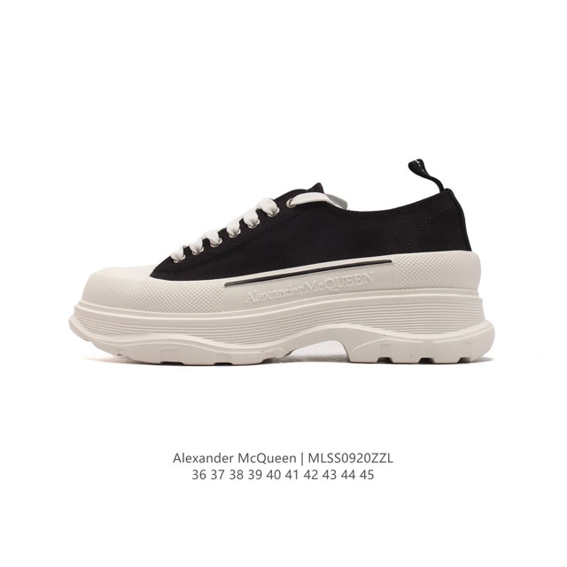 意大利高奢品牌-亚历山大 麦昆 Alexander Mcqueen Sole Sneakers 低帮时装厚底显高百搭休闲松糕鞋 男女式小白鞋 厚底增高帆布运动鞋