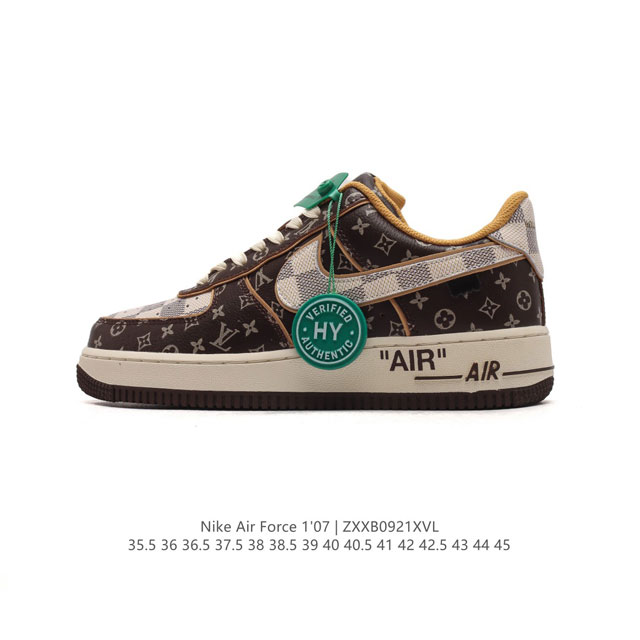 公司级 附赠送logo清洁刷 Af1耐克 Nike Air Force 1 ‘07 Low 空军一号厚底增高百搭休闲运动板鞋 路易威登联名 原楦头原纸板 打造纯