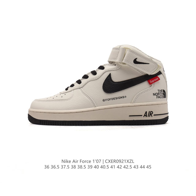 公司级 耐克 Nike Air Force 1 ‘07 空军一号 Af1 中帮魔术贴百搭休闲运动板鞋。Nike Air Force 1 '07 Mid 空军一号