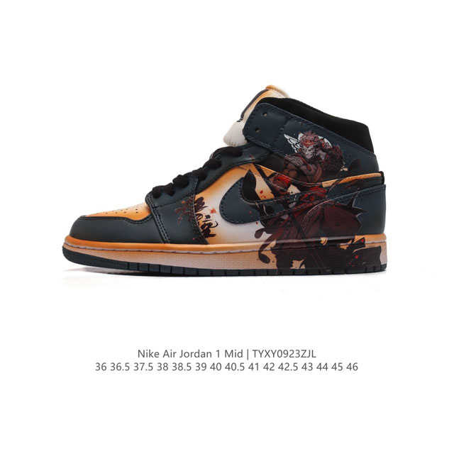 公司级 耐克 Nike Air Jordan 1 Mid 男女子篮球鞋 黑神话悟空 时尚轻盈板鞋aj1乔1运动鞋 乔丹一代 高帮复古休闲篮球鞋 。Air Jor